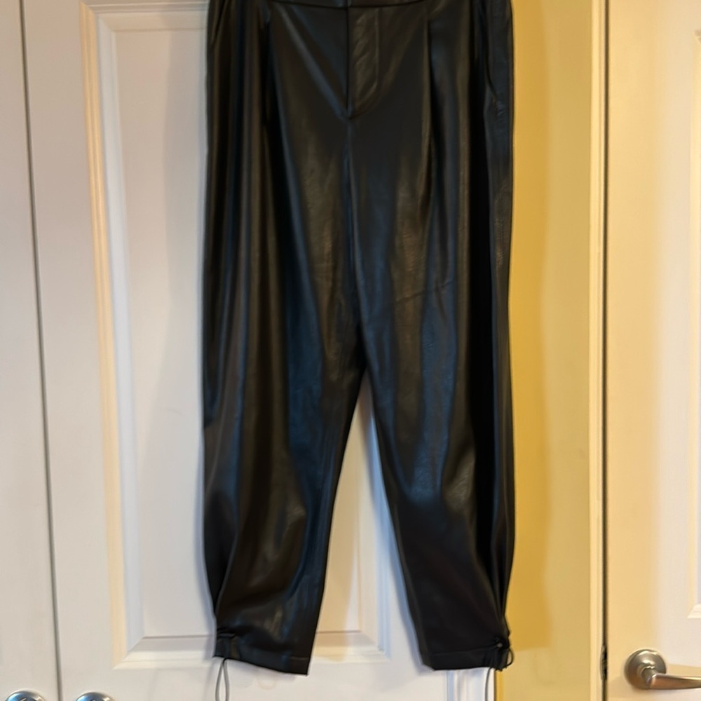 Ladies faux black leather pants